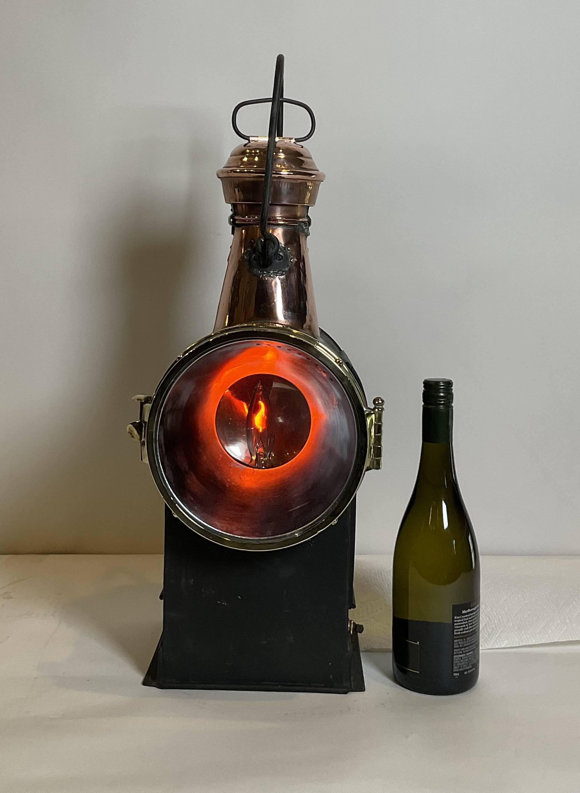 Brass Antique Marine Signal Lantern by Charles Picard For Sale