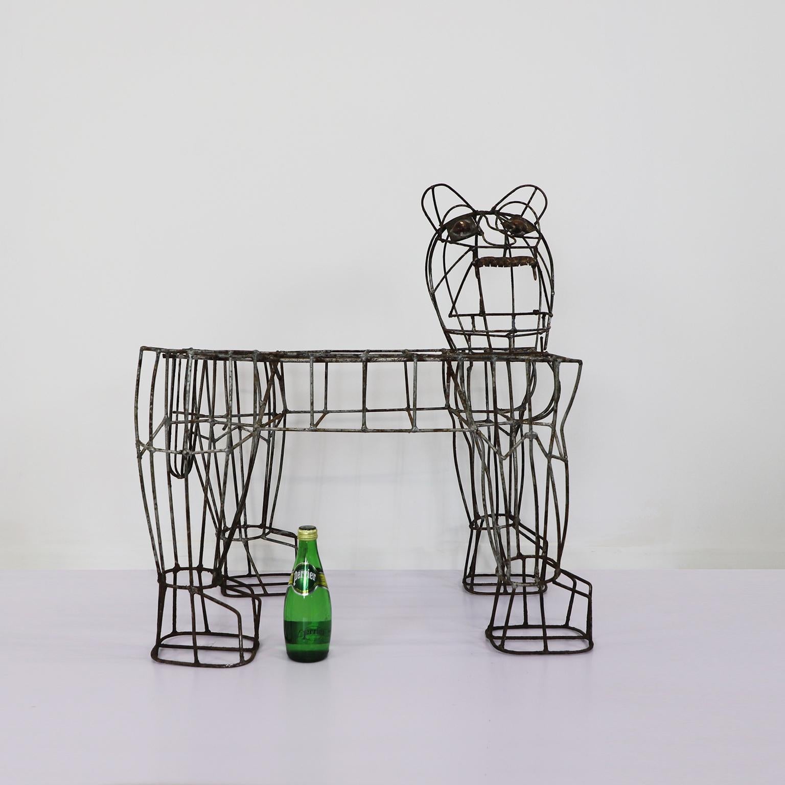 Mexicain Antiquités Mario Lopez Torres Tabouret Jaguar Structure en fer en vente