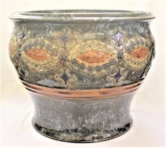 Antique Marion Holbrook Royal Doulton Cobalt Blue & Green Art Pottery Jardinière