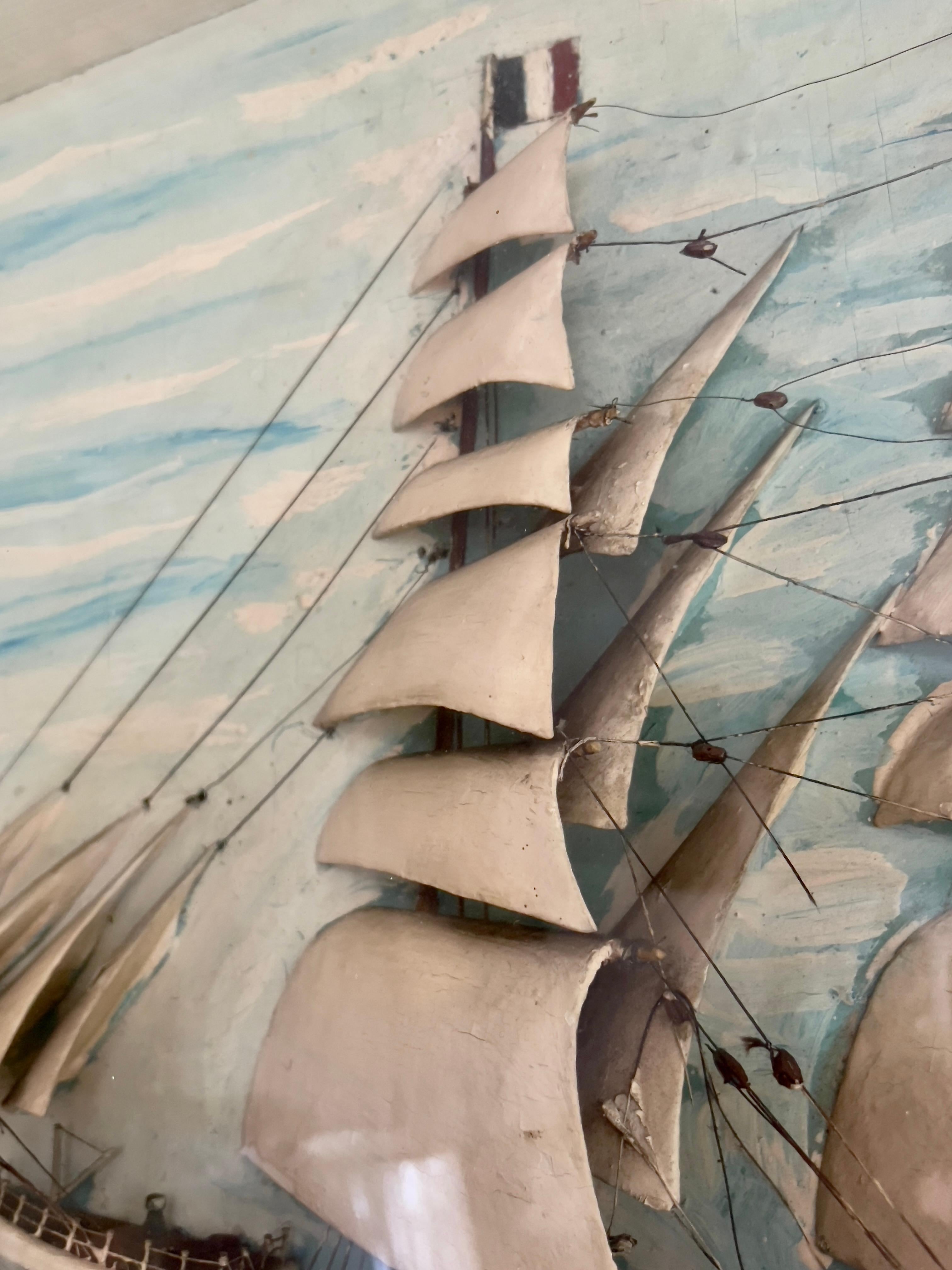 Arte popolare Antique Maritime Diorama of a Four-Masted Clipper Ship  c. 1880–1910 in vendita