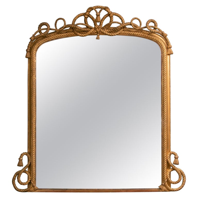 Antique Maritime Gilded Overmantle Mirror For Sale at 1stdibs