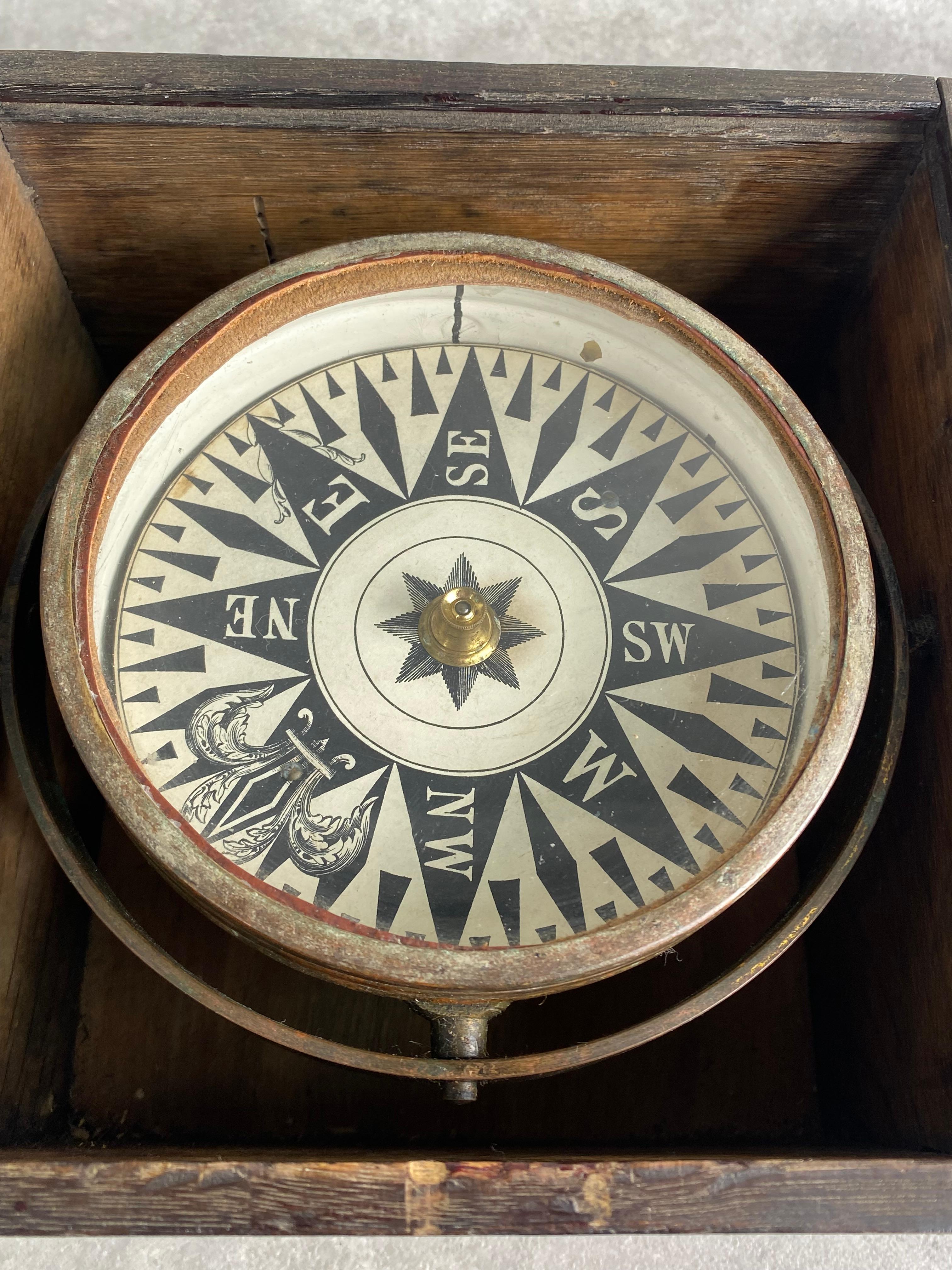 XIXe siècle Ancienne boussole marine de Francis Barker & Son