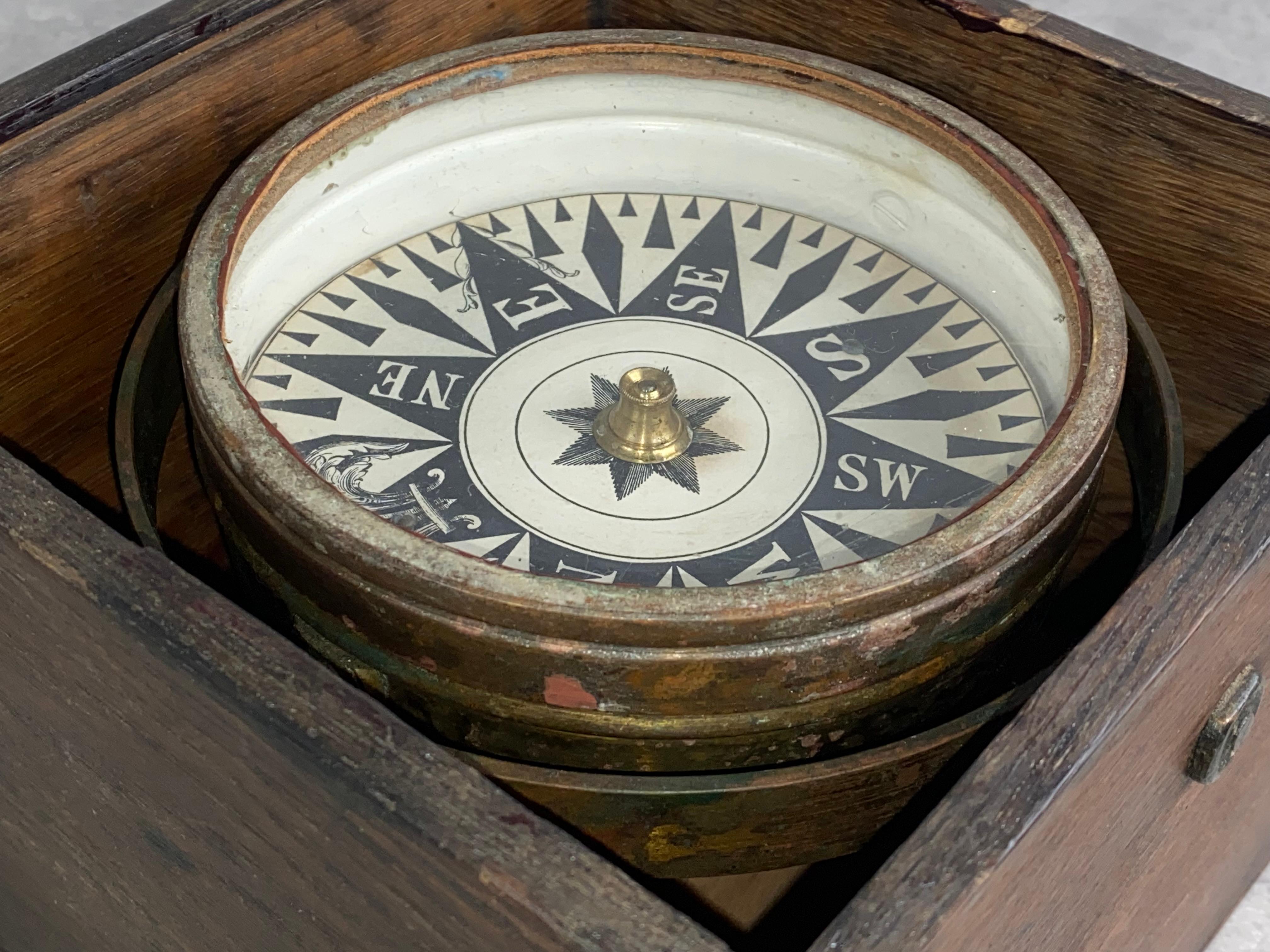 Laiton Ancienne boussole marine de Francis Barker & Son