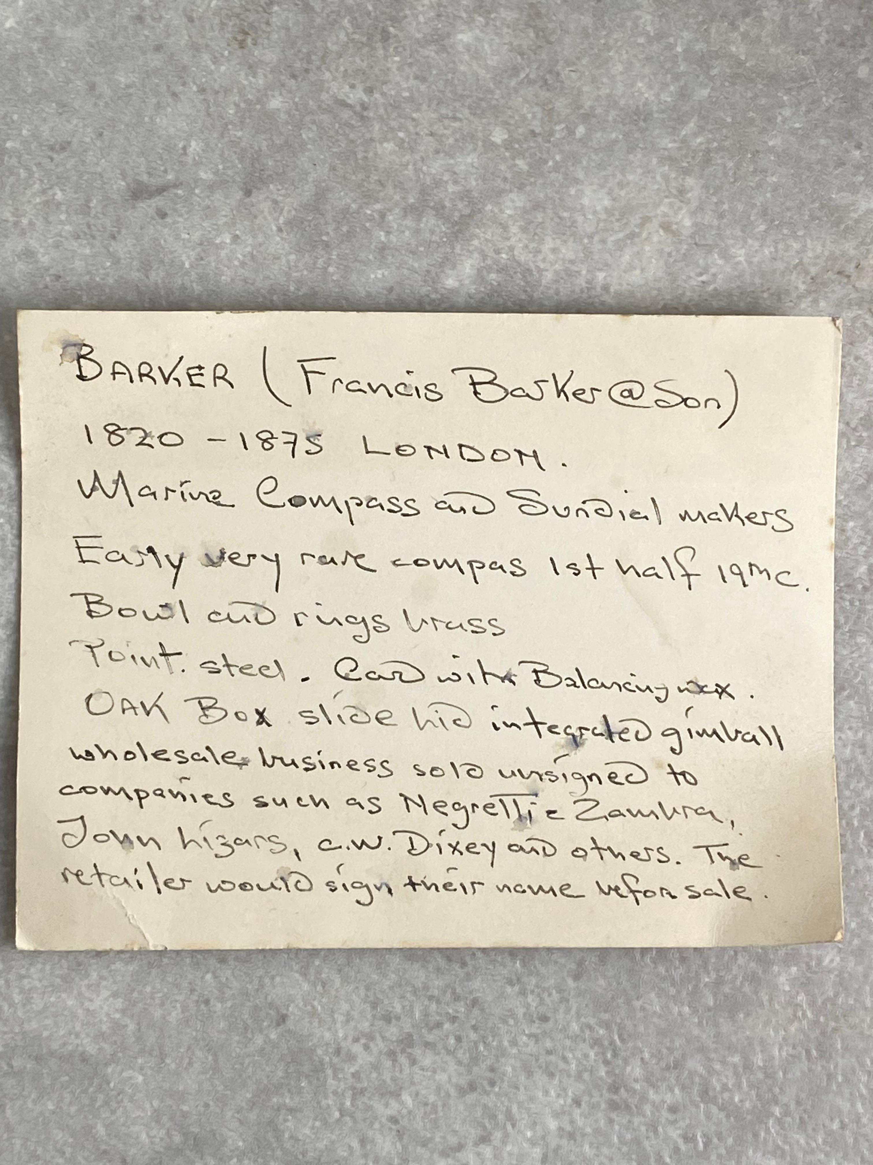 Ancienne boussole marine de Francis Barker & Son 2