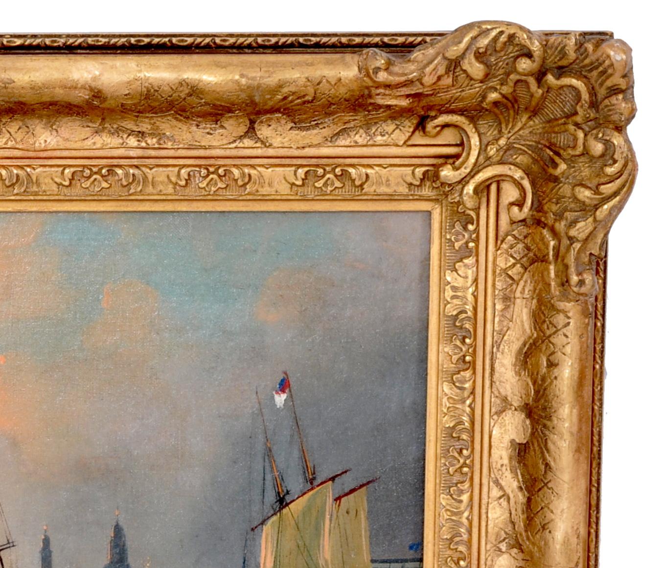 Antique Maritime Oil Painting, Frederick Calvert, circa 1830 In Good Condition In Portland, OR