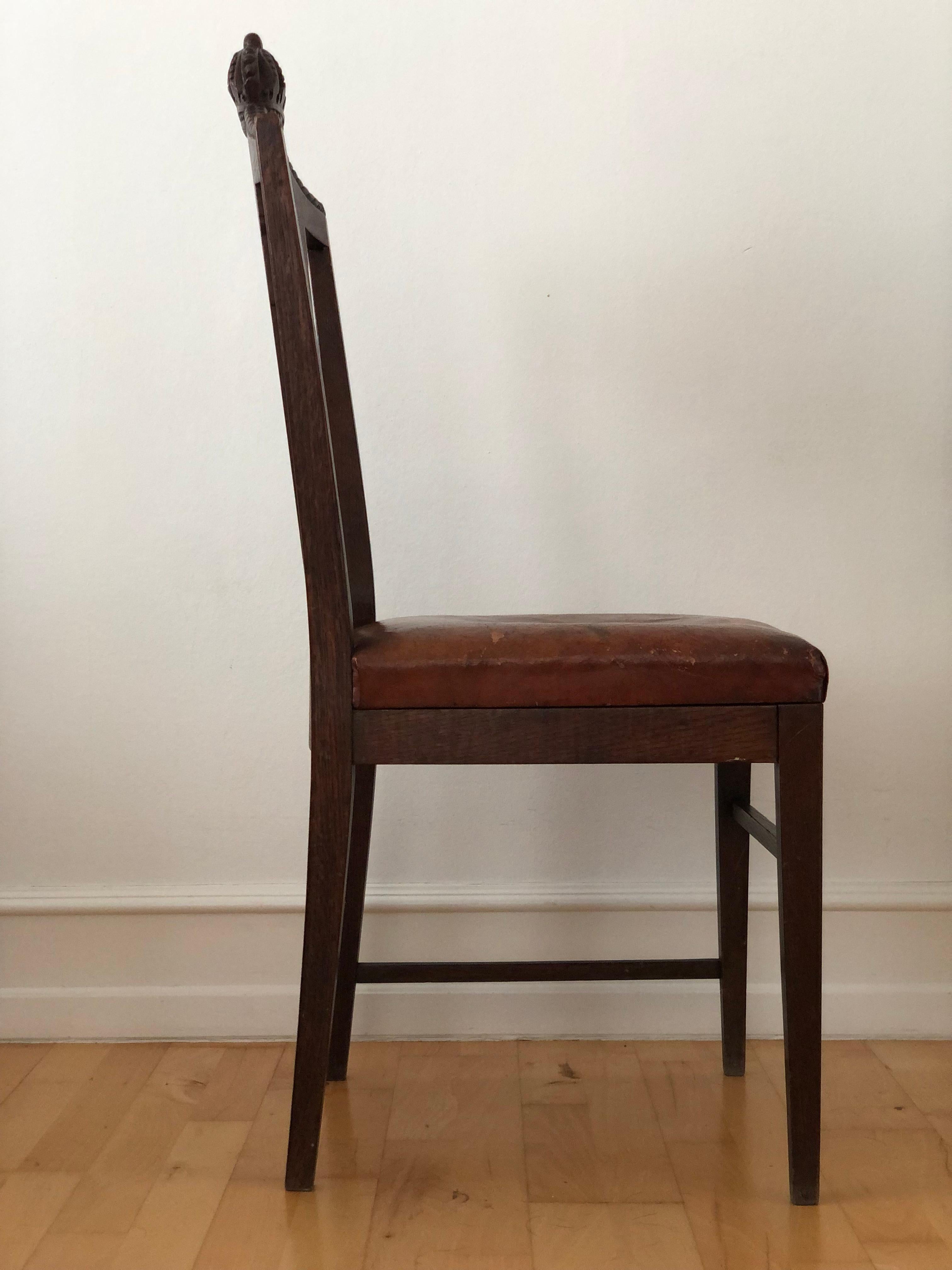 Début du 20ème siècle Chaise de salle à manger ancienne marquée Copenhague Danemark 1902 en vente