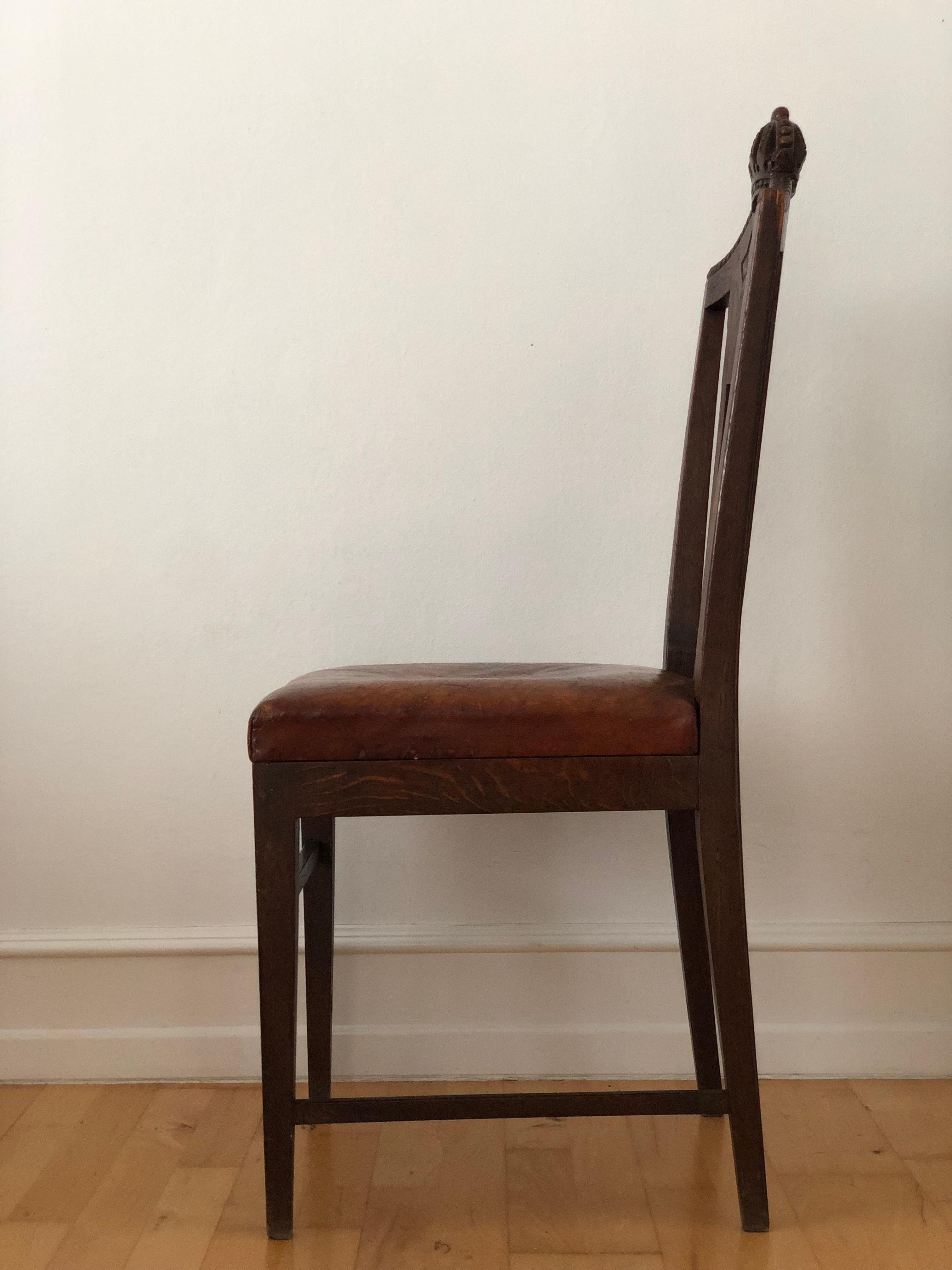 Chaise de salle à manger ancienne marquée Copenhague Danemark 1902 en vente 1