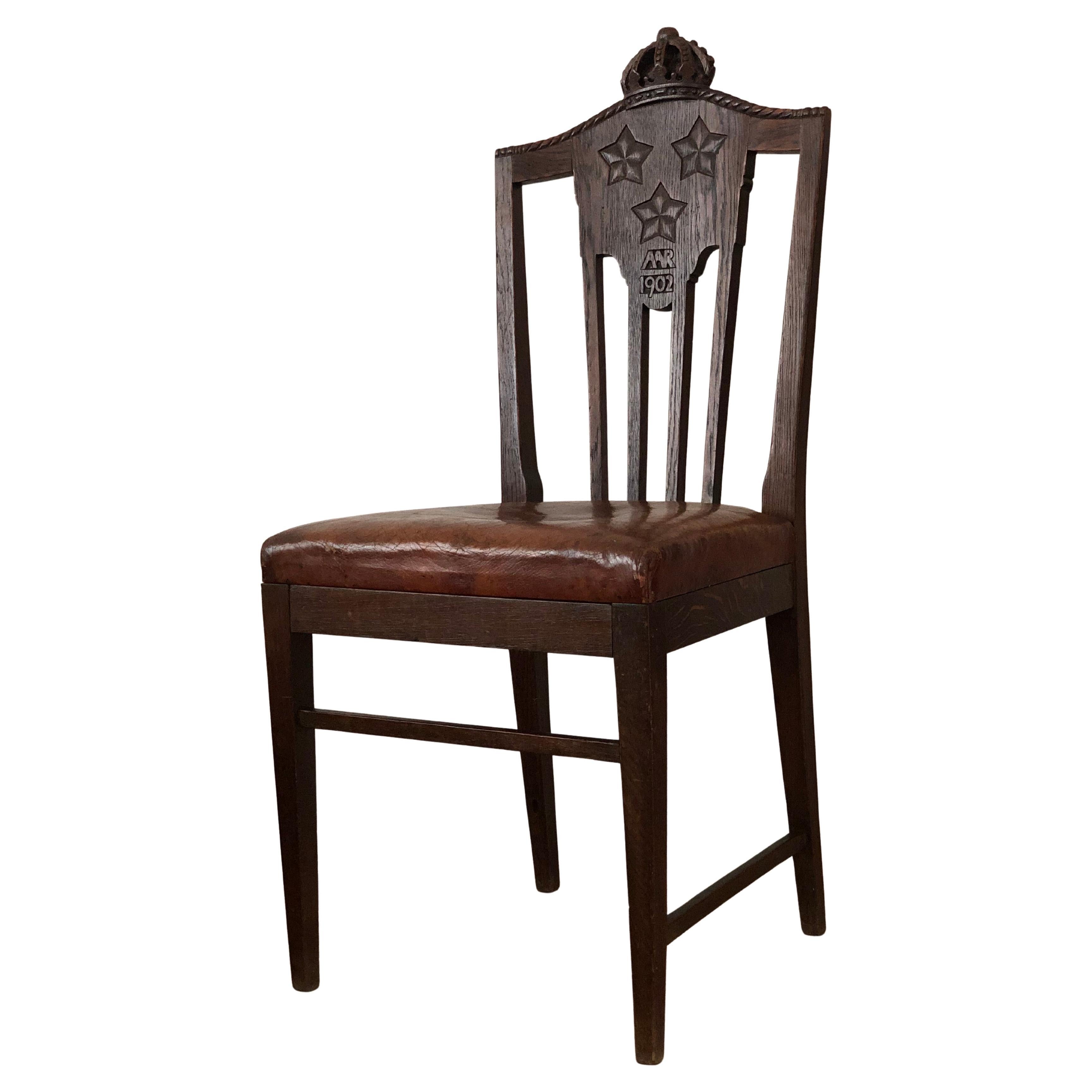 Chaise de salle à manger ancienne marquée Copenhague Danemark 1902 en vente