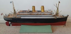 Antique Marklin Ocean Liner with American Flags and Lifeboats, circa 1900