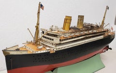 Antique Marklin Ocean Liner with American Flags and Lifeboats, circa 1900