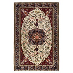 Old Maroon and Beige Indian Accent Rug