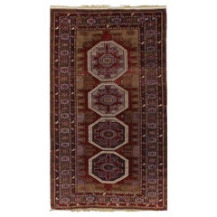 Old Marooon and Purple Russian Accent Rug