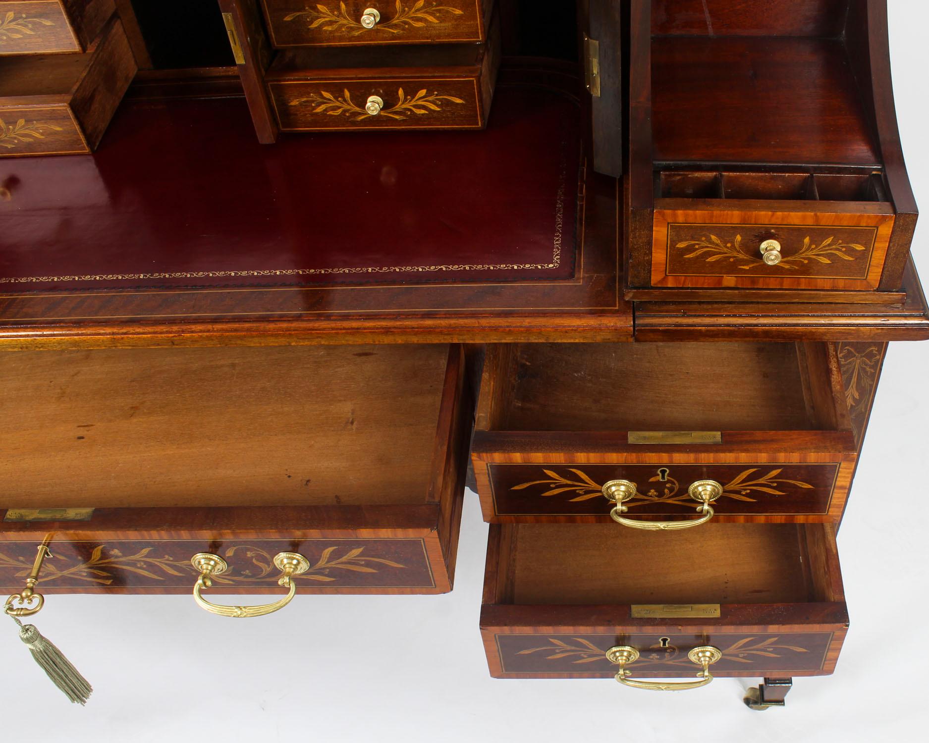 Antique Marquetry Carlton House Desk Writing Table Druce & Co., 19th Century 3