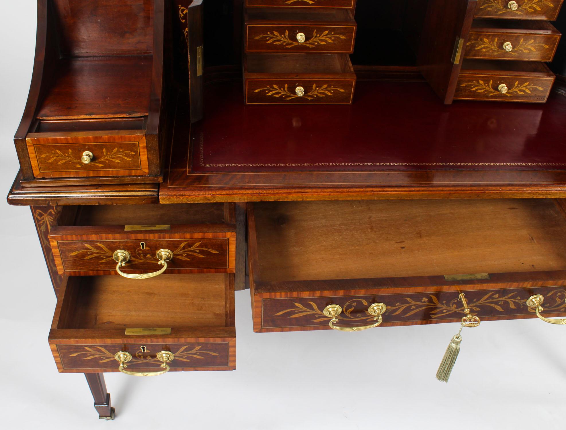 Antique Marquetry Carlton House Desk Writing Table Druce & Co., 19th Century 4