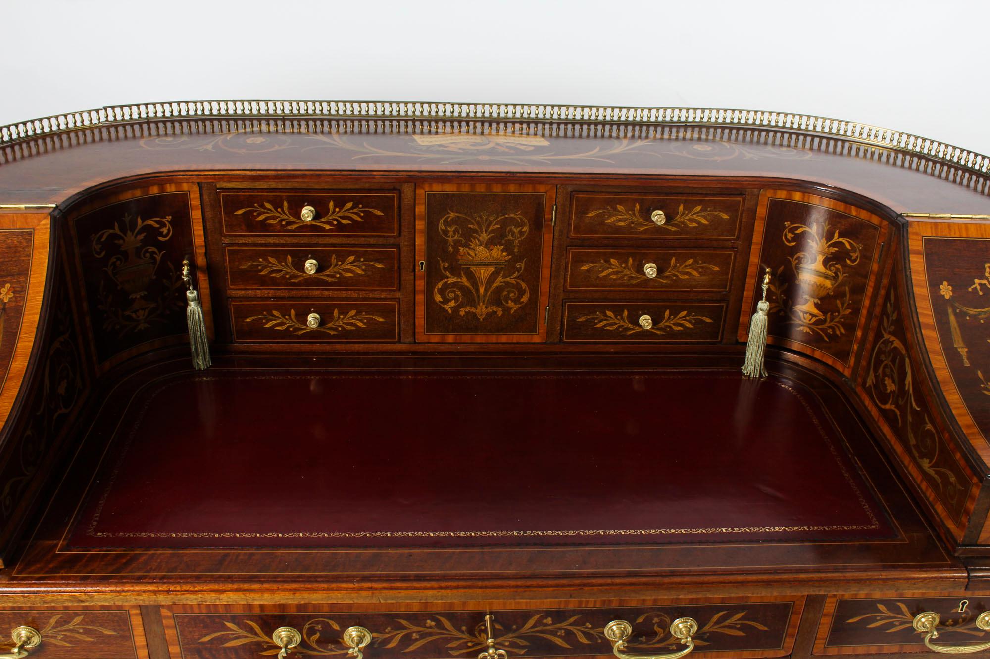 Antique Marquetry Carlton House Desk Writing Table Druce & Co., 19th Century 7