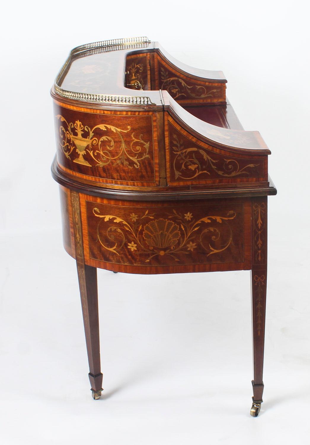 Antique Marquetry Carlton House Desk Writing Table Druce & Co., 19th Century 9