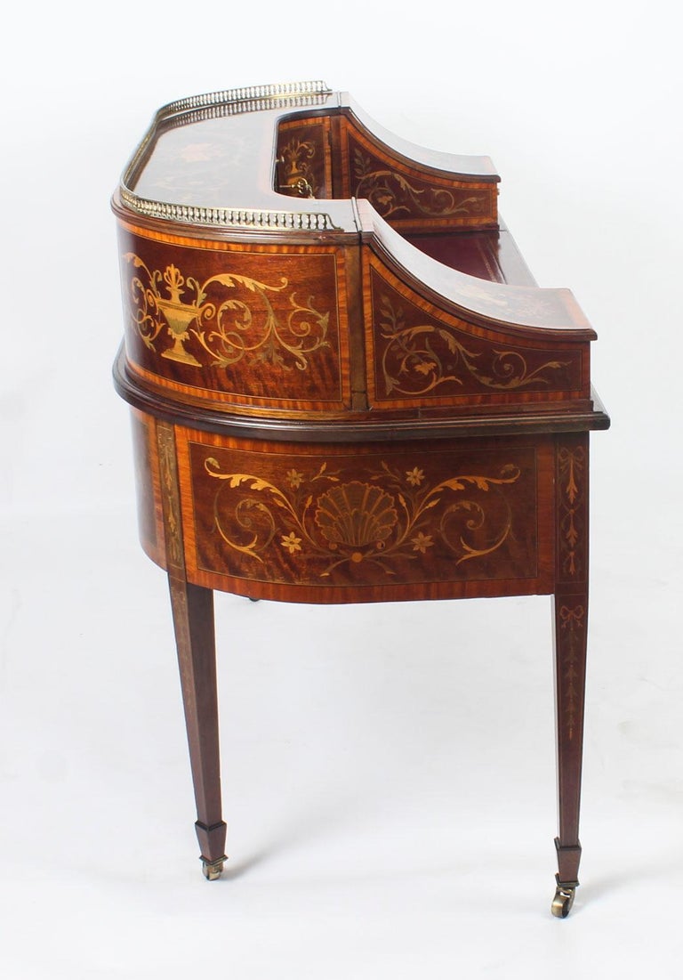 Antique Marquetry Carlton House Desk Writing Table Druce & Co., 19th Century 12