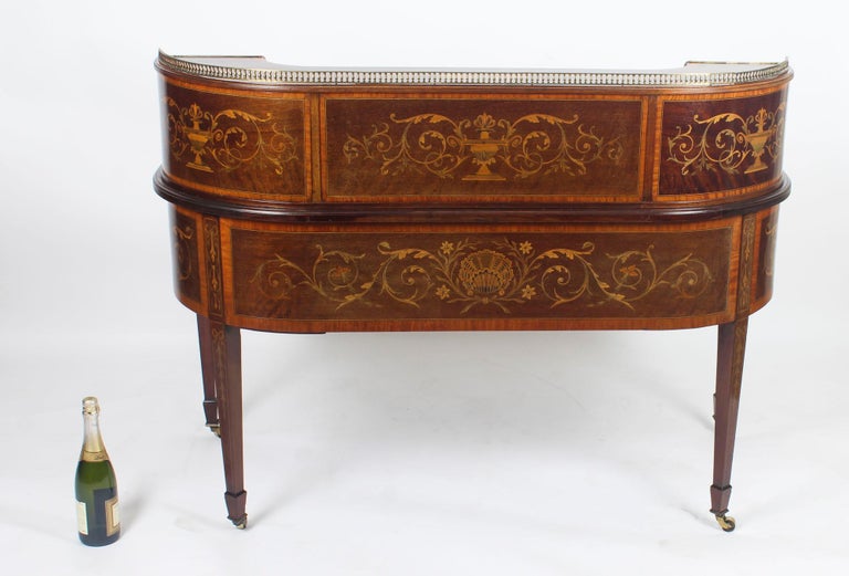 Antique Marquetry Carlton House Desk Writing Table Druce & Co., 19th Century 13