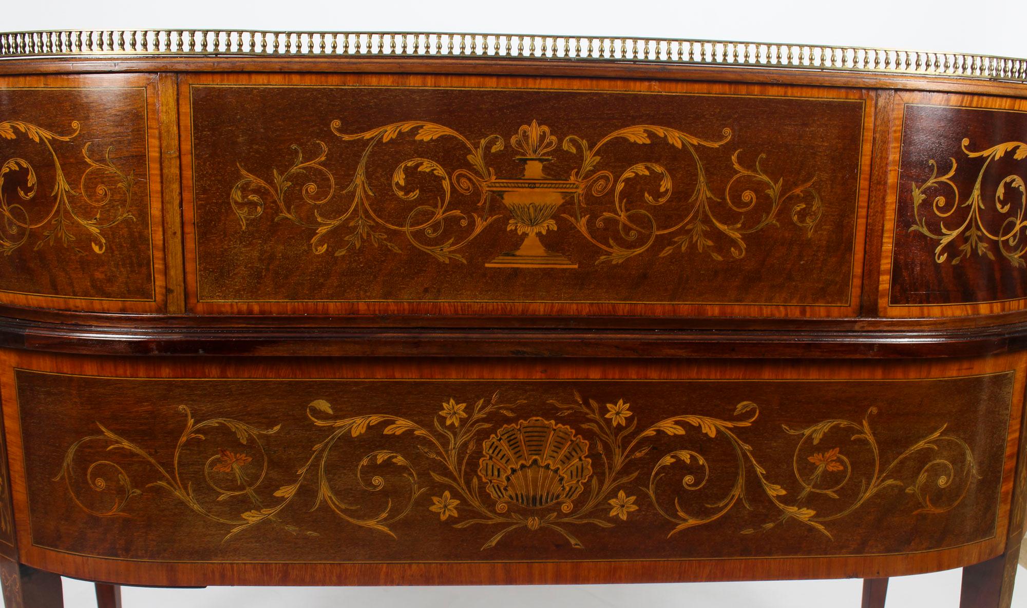 Antique Marquetry Carlton House Desk Writing Table Druce & Co., 19th Century 11