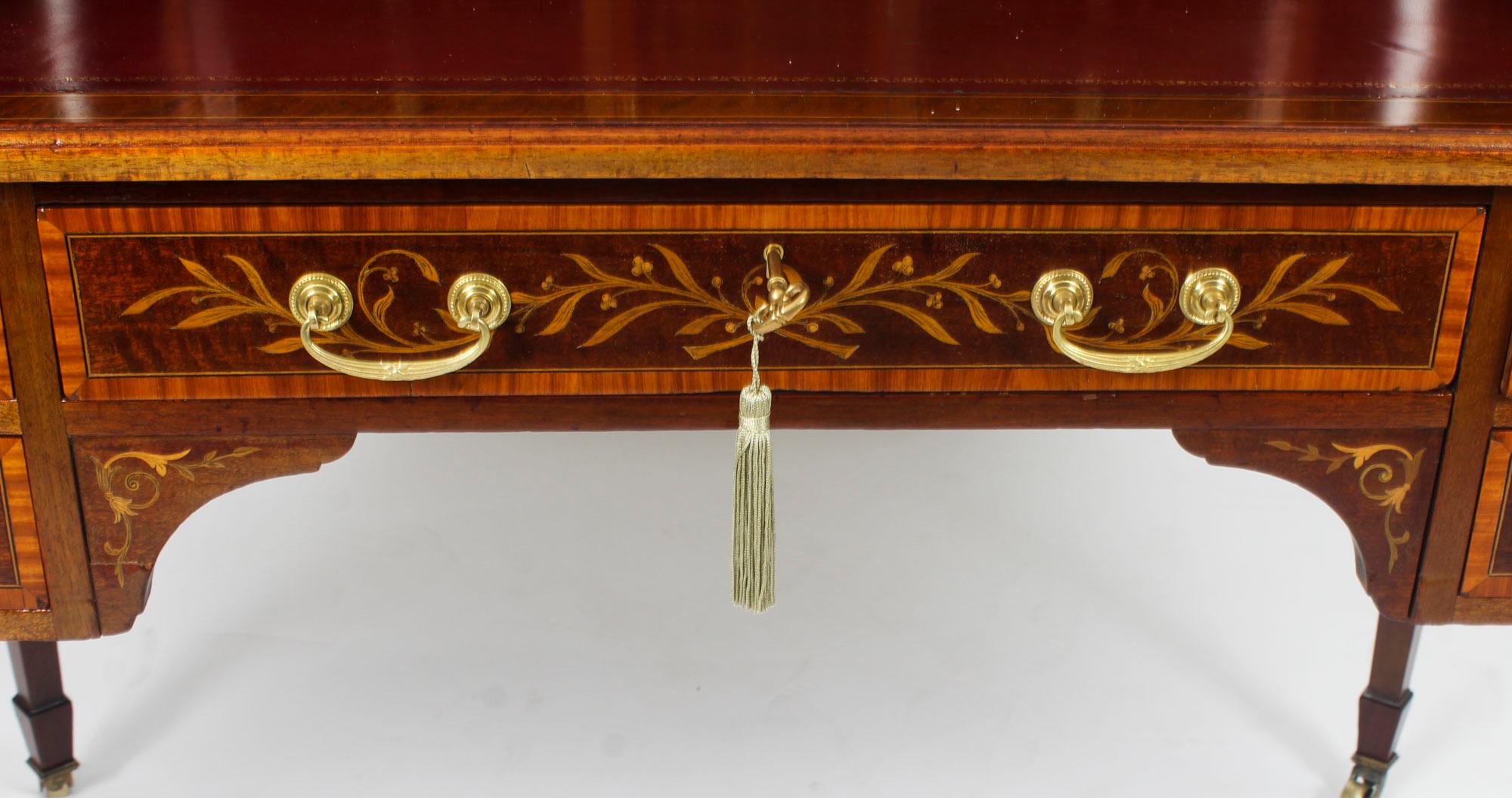 Late 19th Century Antique Marquetry Carlton House Desk Writing Table Druce & Co., 19th Century