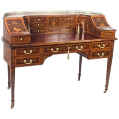 Antique Marquetry Carlton House Desk Writing Table Druce & Co., 19th Century