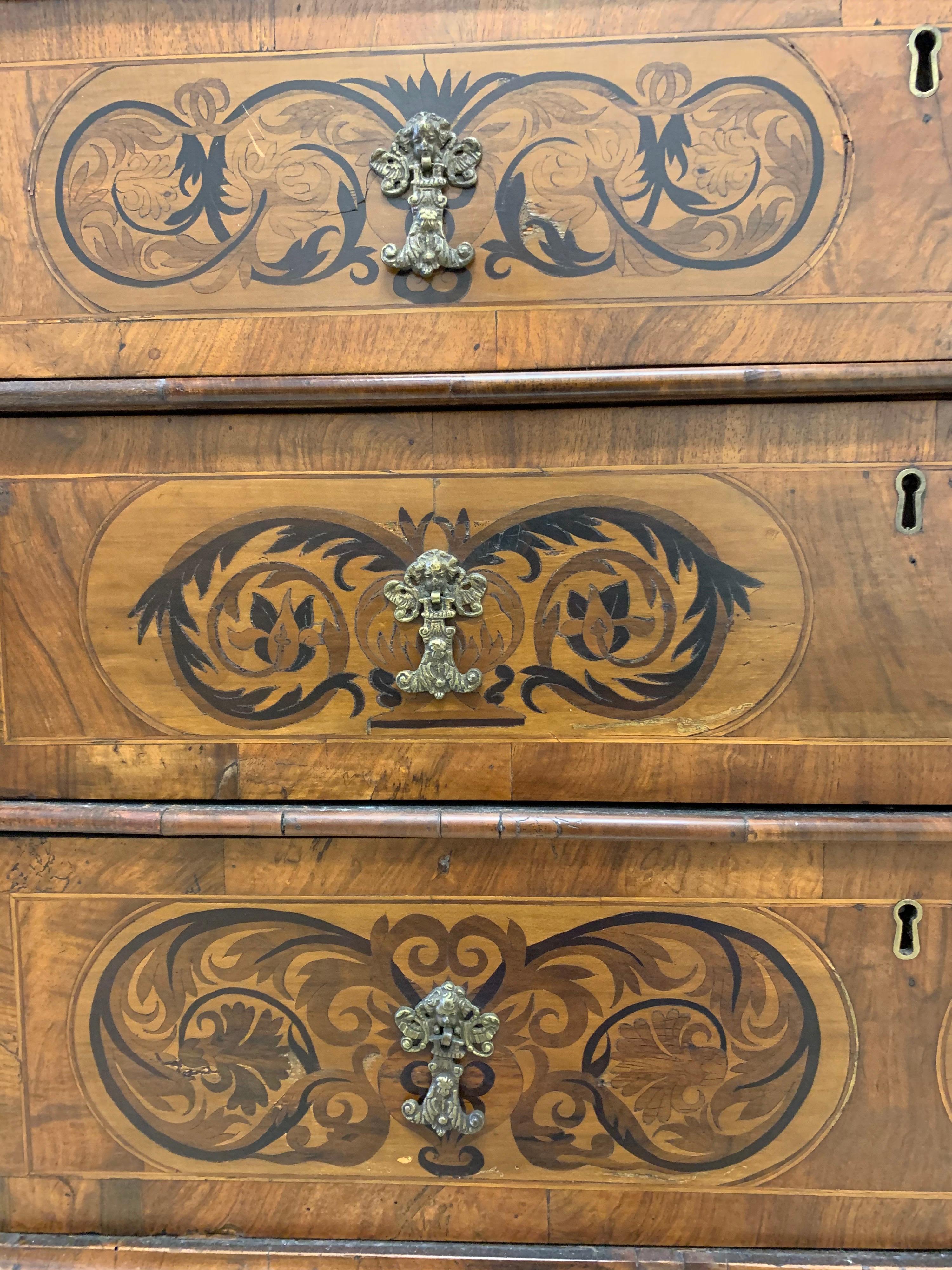 18th Century Antique Marquetry Chest of Drawers Commode Dresser Made in Italy