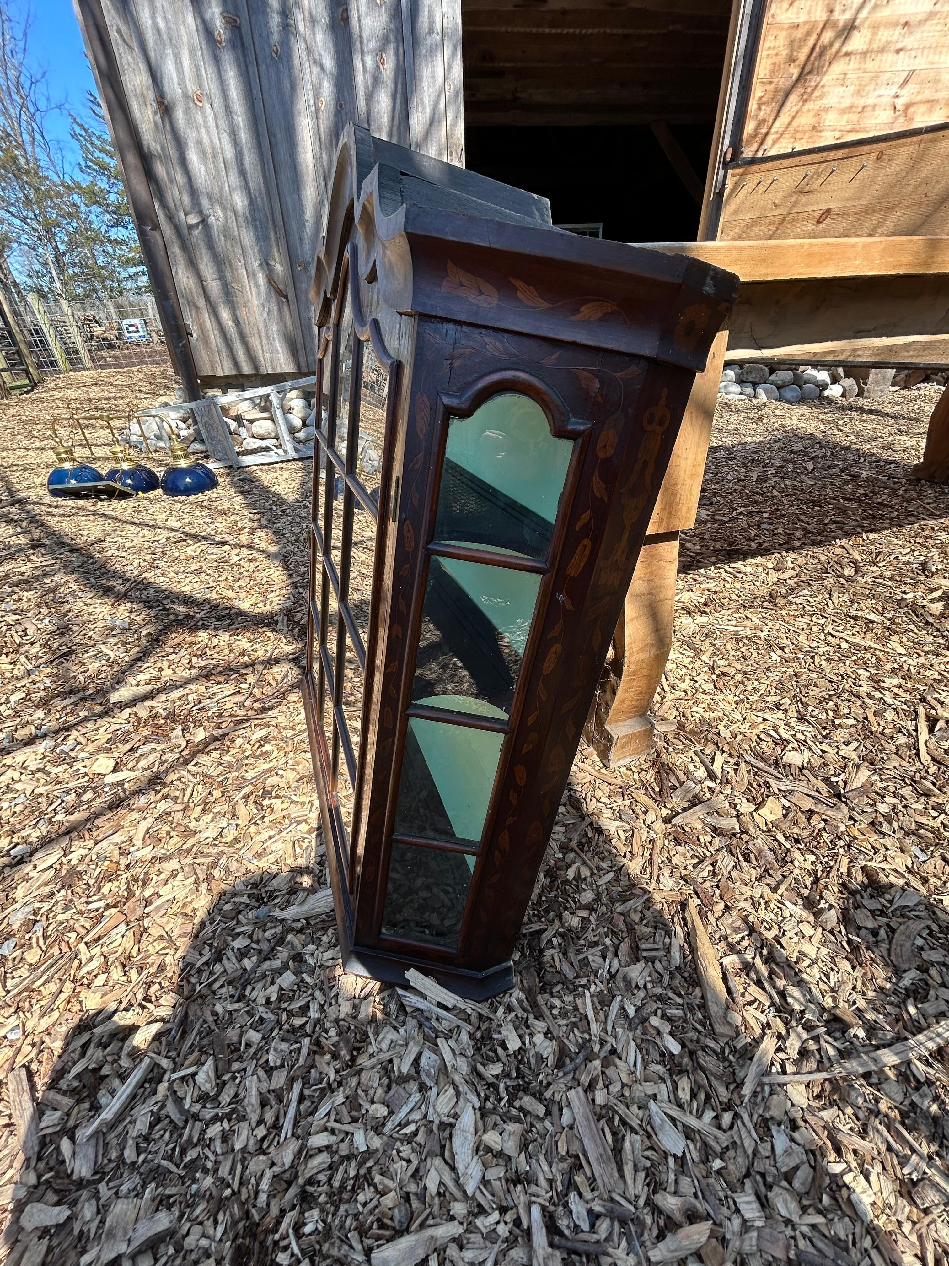 Antique Marquetry Curio Wall Cabinet For Sale 8