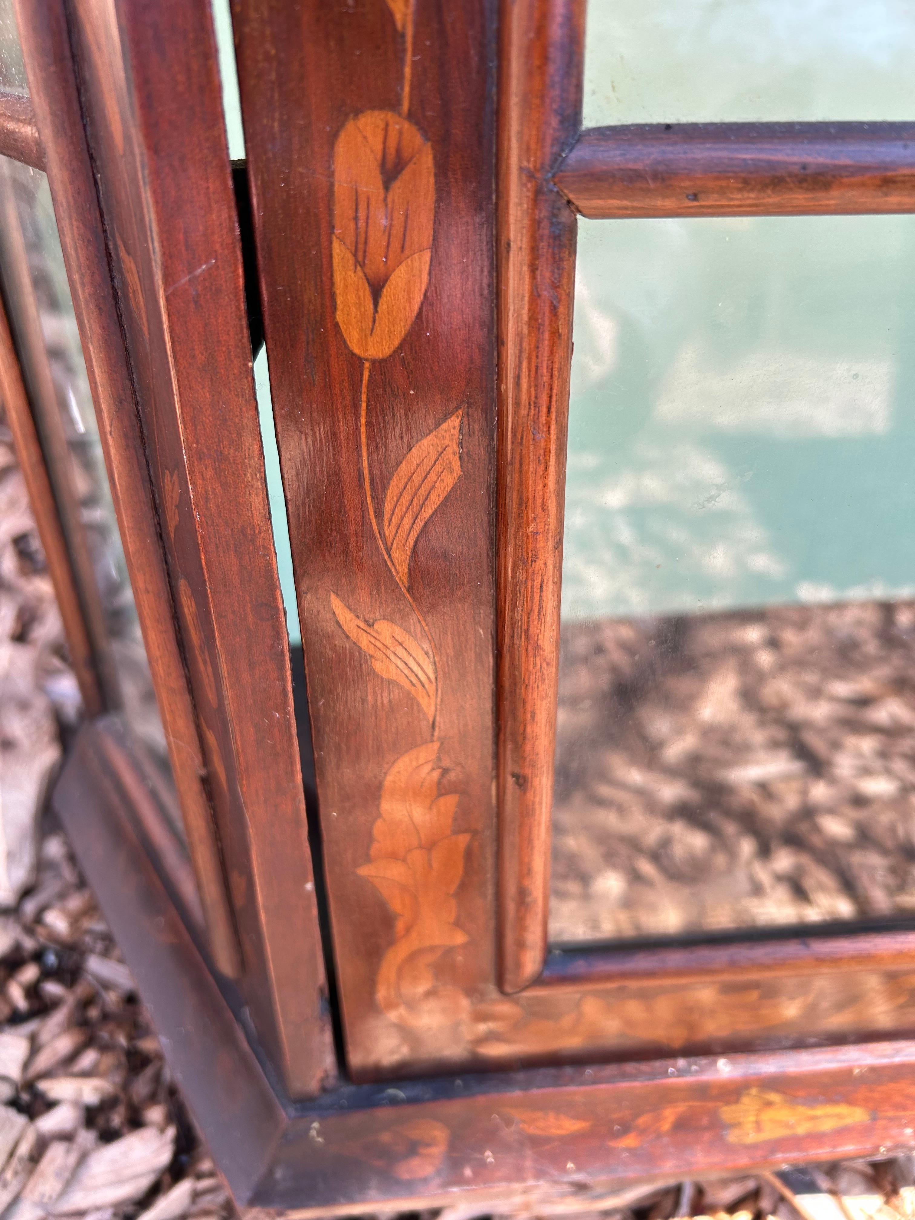 Antique Marquetry Curio Wall Cabinet For Sale 2