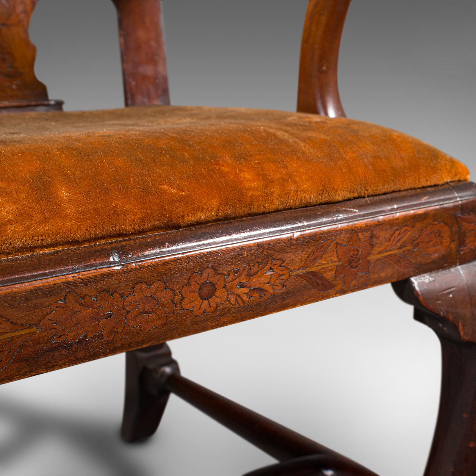 Antique Marquetry Elbow Chair, Dutch, Beech, Fruitwood, Carver, Georgian, C.1800 8