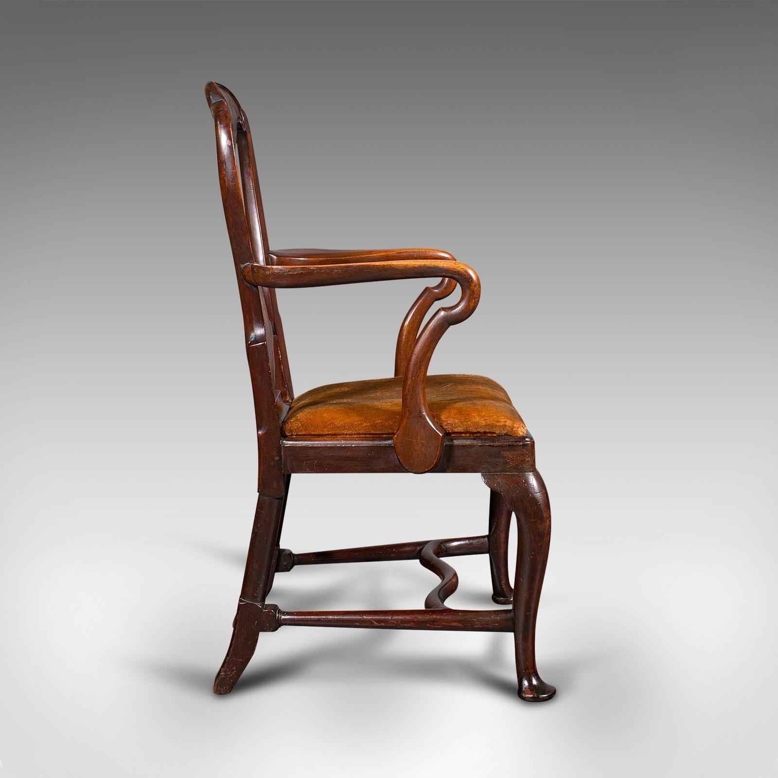 18th Century Antique Marquetry Elbow Chair, Dutch, Beech, Fruitwood, Carver, Georgian, C.1800
