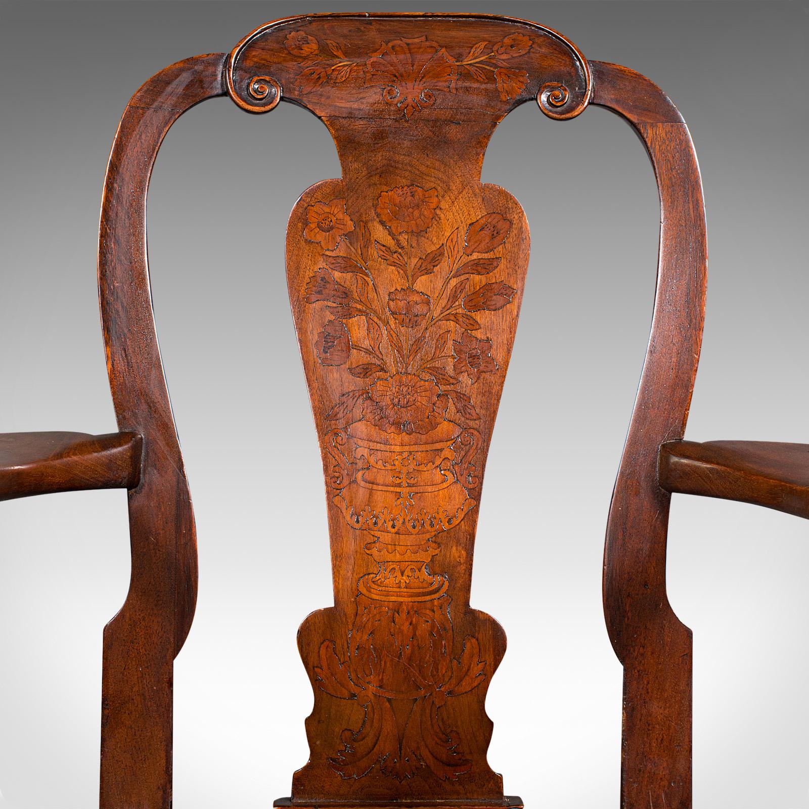 Antique Marquetry Elbow Chair, Dutch, Beech, Fruitwood, Carver, Georgian, C.1800 5