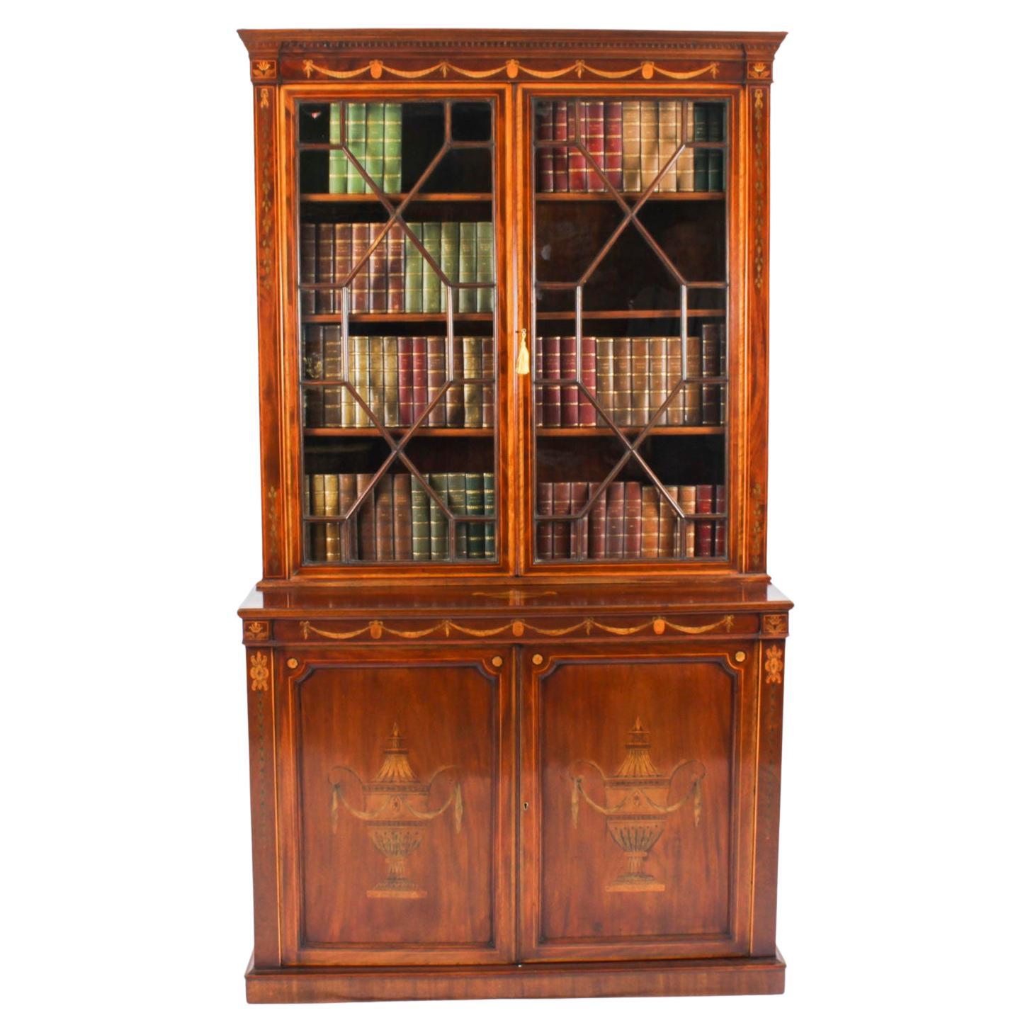 Librería antigua de marquetería con incrustaciones Siglo XIX
