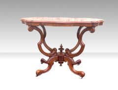 Antique Marquetry Inlaid Burr Walnut Window Table, Occasional Table
