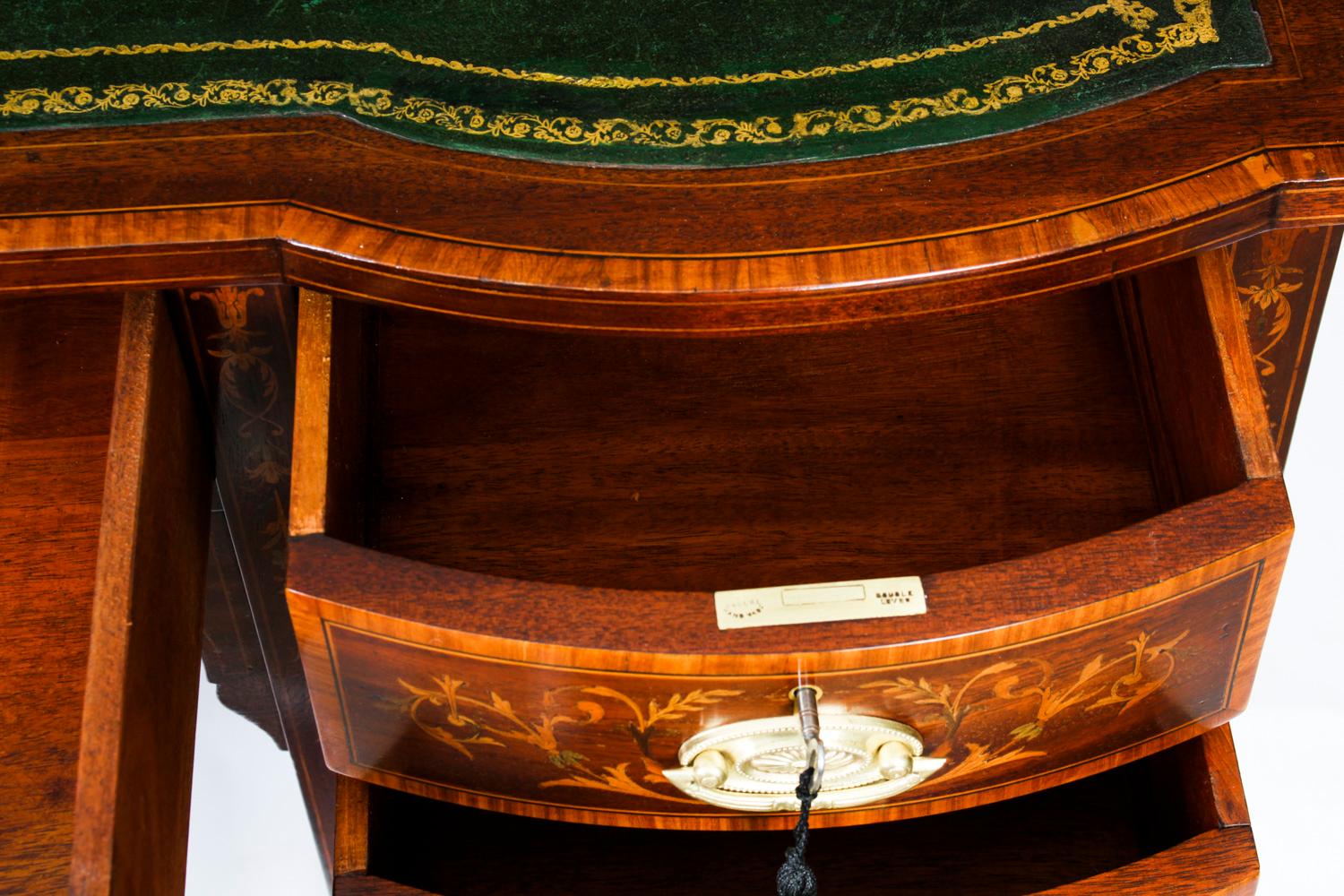 Antique Marquetry Inlaid Desk Writing Table by Edwards & Roberts, 19th Century 9