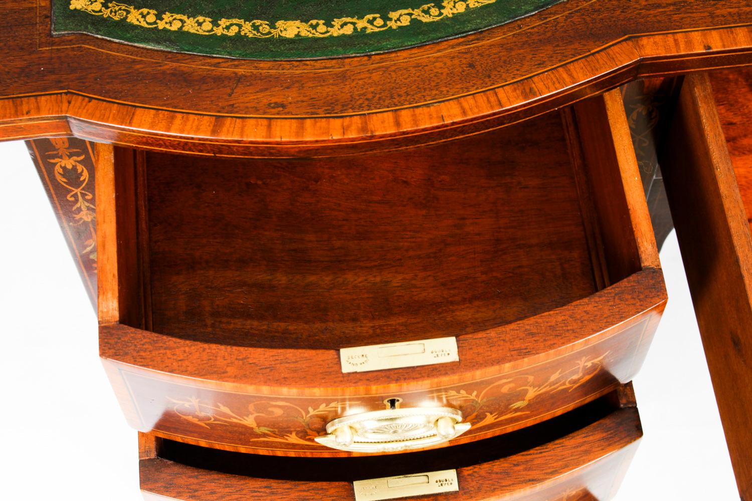 Antique Marquetry Inlaid Desk Writing Table by Edwards & Roberts, 19th Century 10