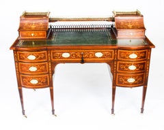 Antique Marquetry Inlaid Desk Writing Table by Edwards & Roberts, 19th Century