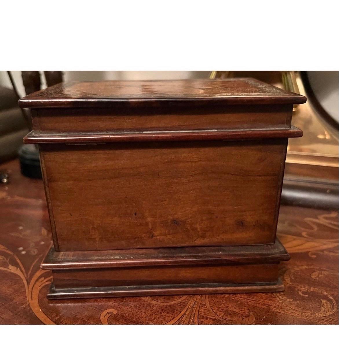 French Provincial Antique Marquetry Inlaid Faux Book Front “Hidden Storage” Box For Sale