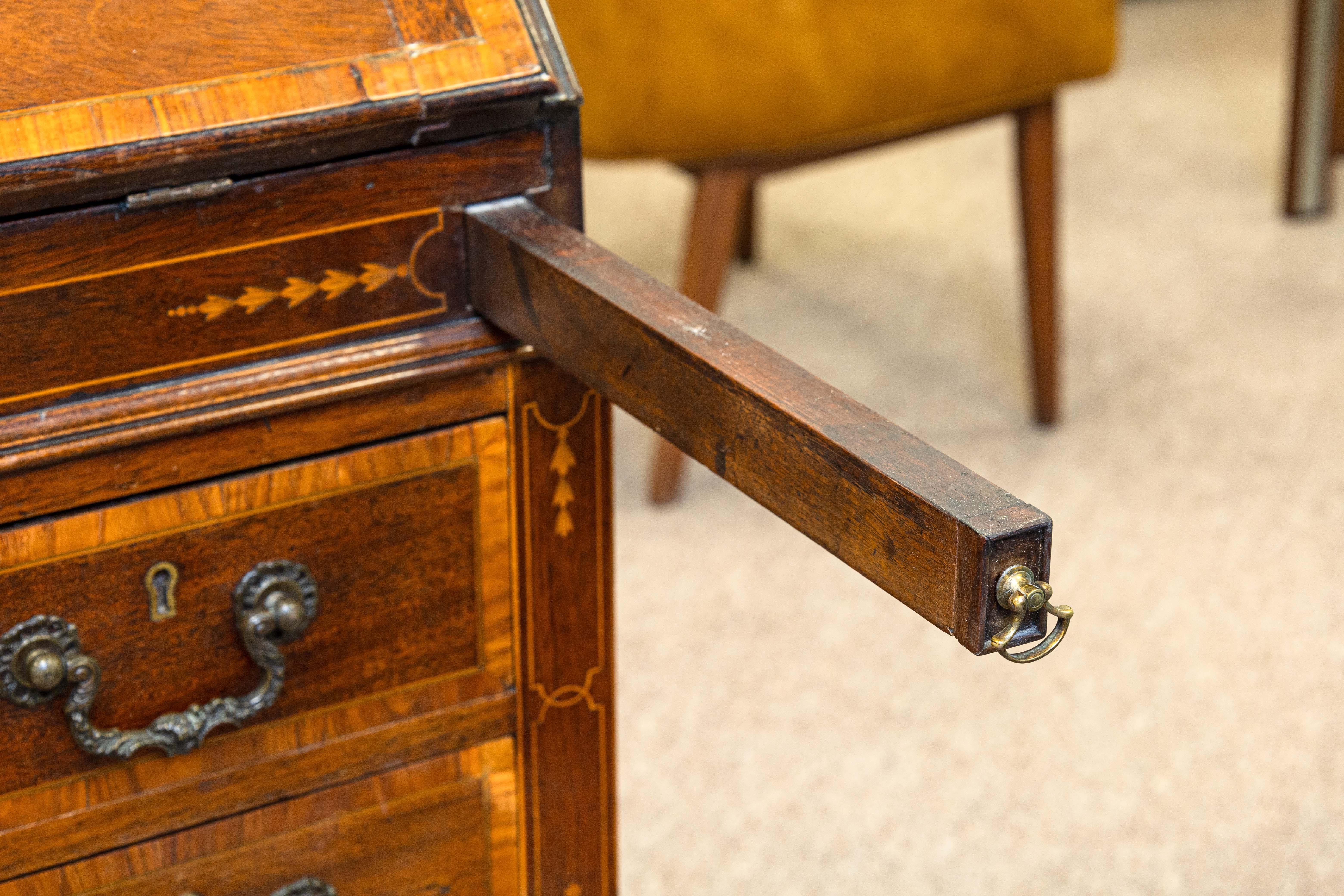 Antique Marquetry Inlaid Mahogany Secretary Writing Desk Made in England im Angebot 4