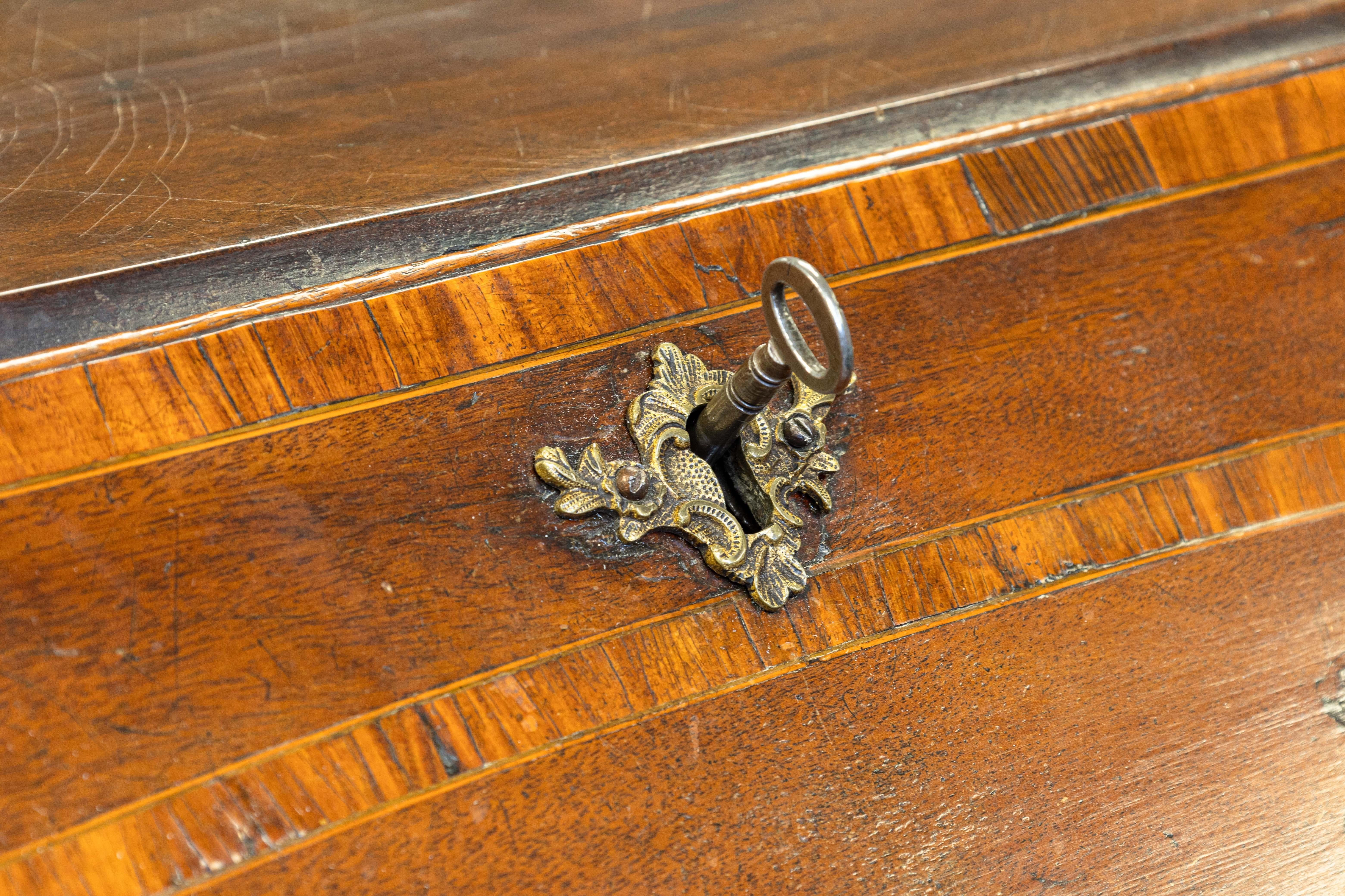 Antique Marquetry Inlaid Mahogany Secretary Writing Desk Made in England (Englisch) im Angebot