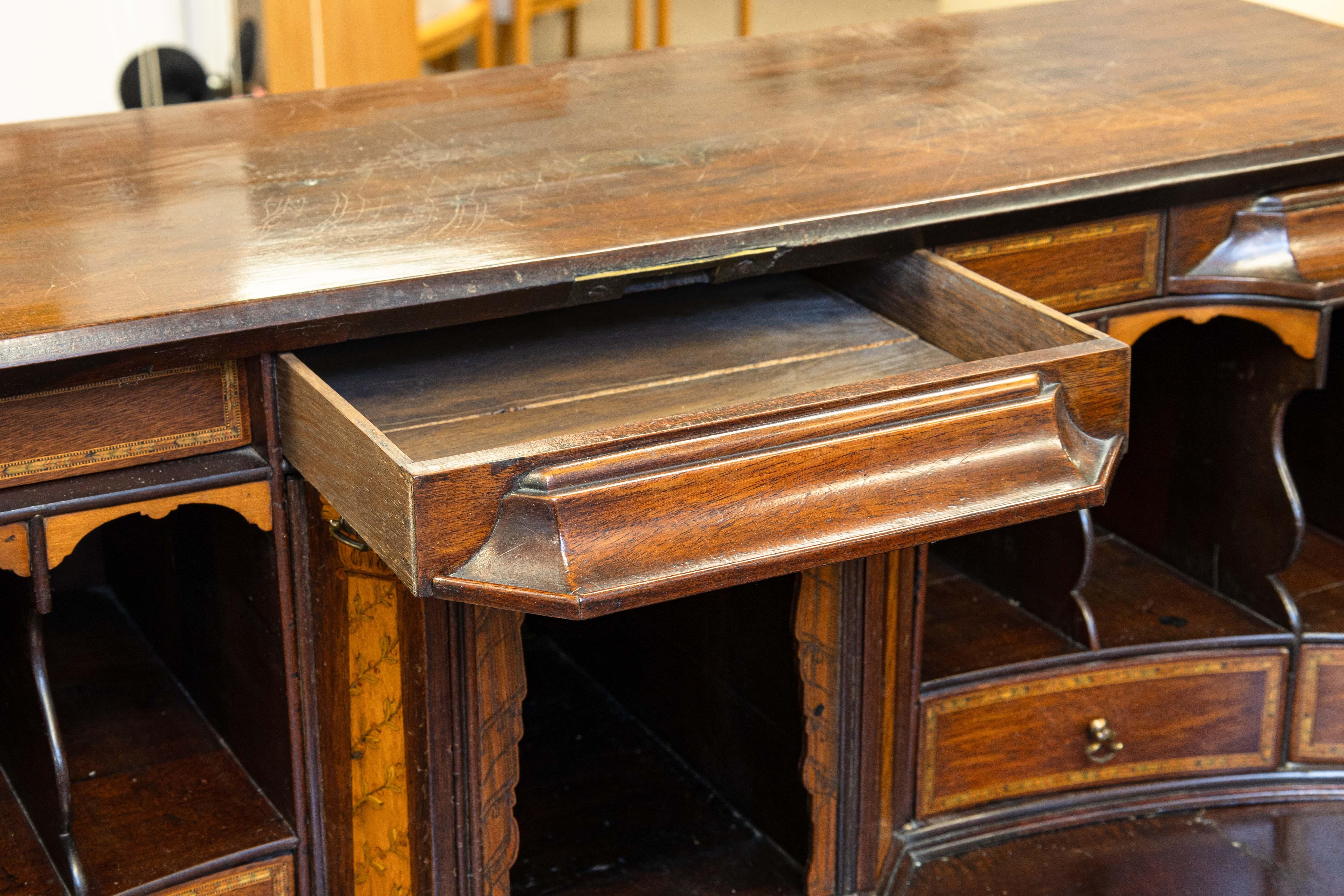 Antique Marquetry Inlaid Mahogany Secretary Writing Desk Made in England im Angebot 2