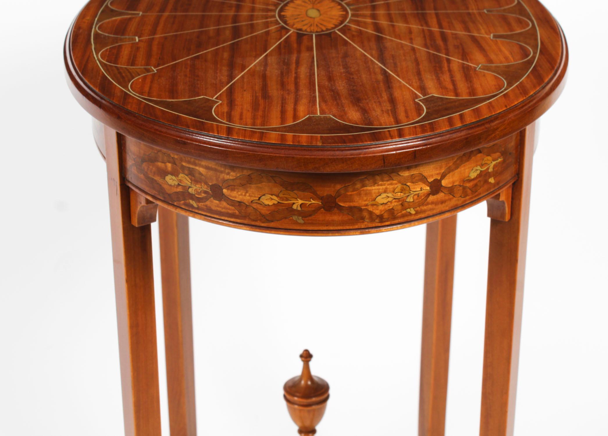 Antique Marquetry Inlaid Oval Satin wood Occasional Table 19th Century 5