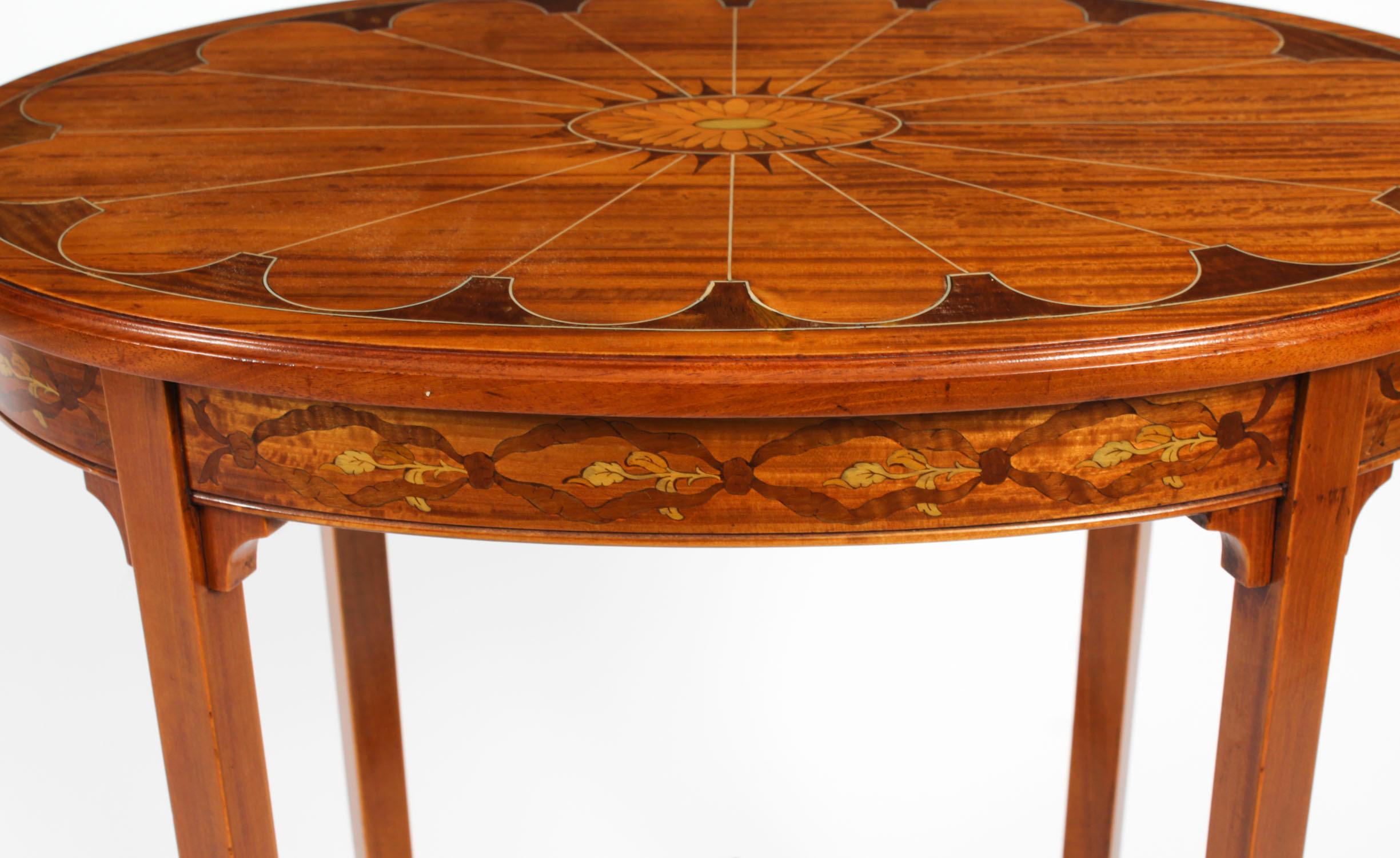 Antique Marquetry Inlaid Oval Satin wood Occasional Table 19th Century 7