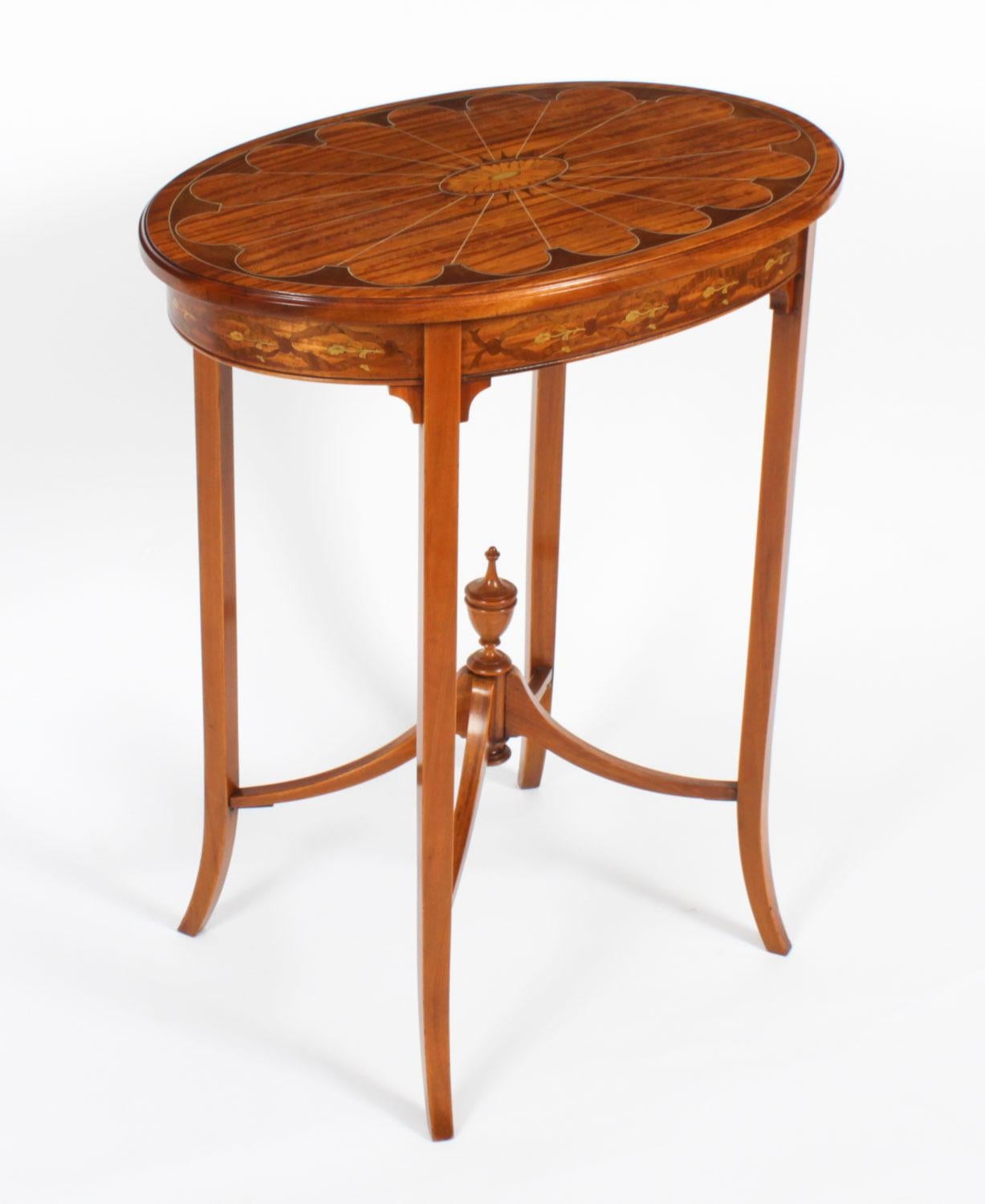 Antique Marquetry Inlaid Oval Satin wood Occasional Table 19th Century 9