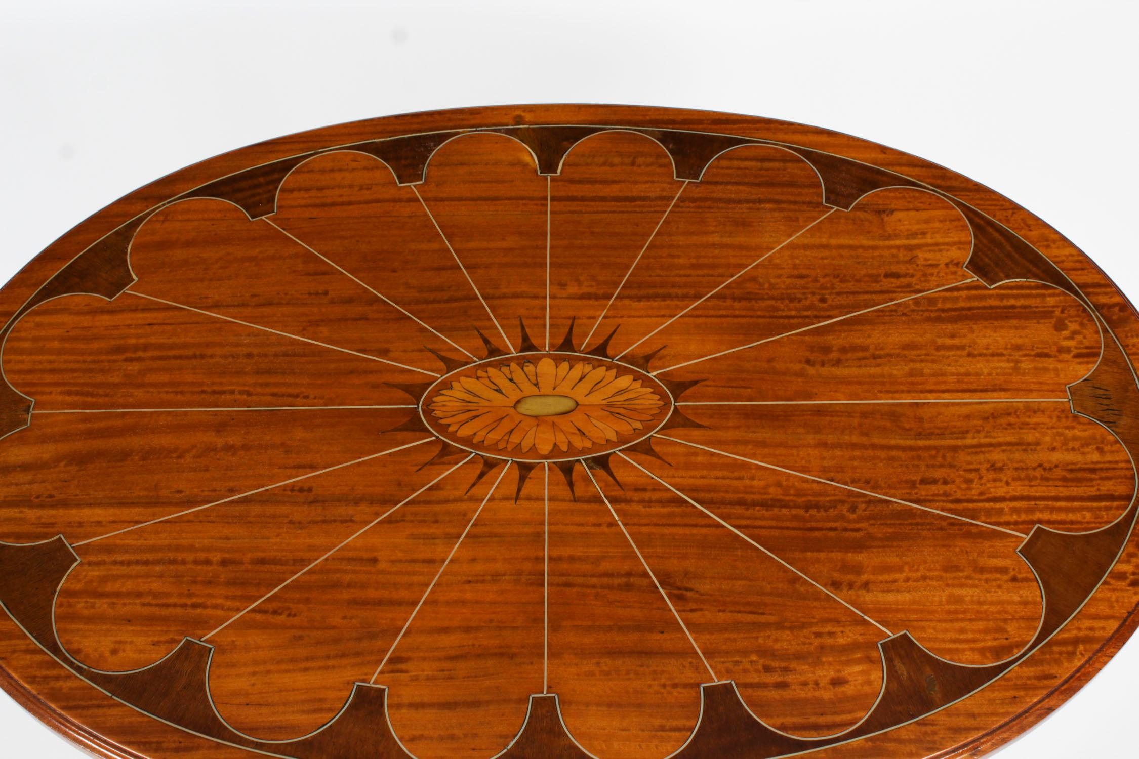 Antique Marquetry Inlaid Oval Satin wood Occasional Table 19th Century 1