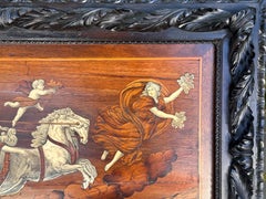 Antique Marquetry Inlaid Scenic Tarsia Panel of Raffigurante "Il Carro Dell'Auro