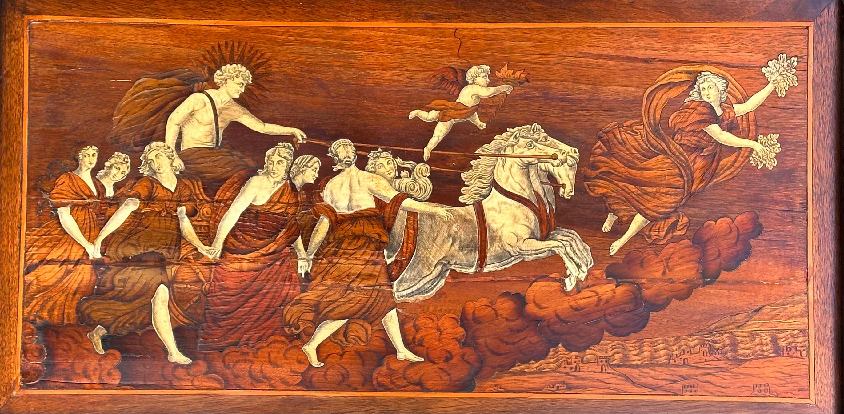 Antique Marquetry Inlaid Scenic Tarsia Panel of Raffigurante 