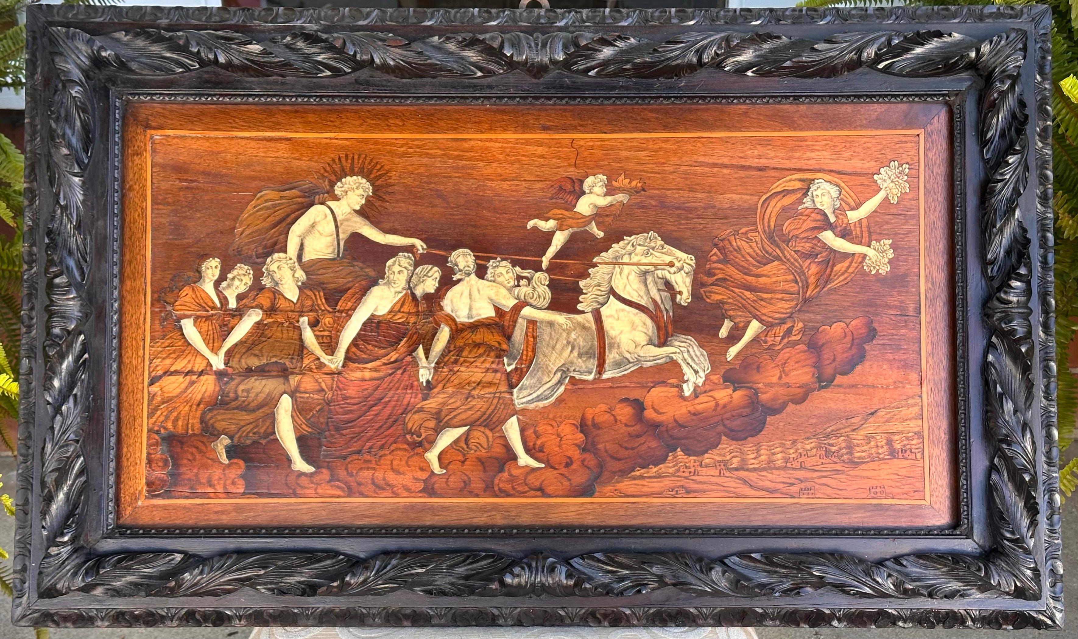18th Century and Earlier Antique Marquetry Inlaid Scenic Tarsia Panel of Raffigurante 