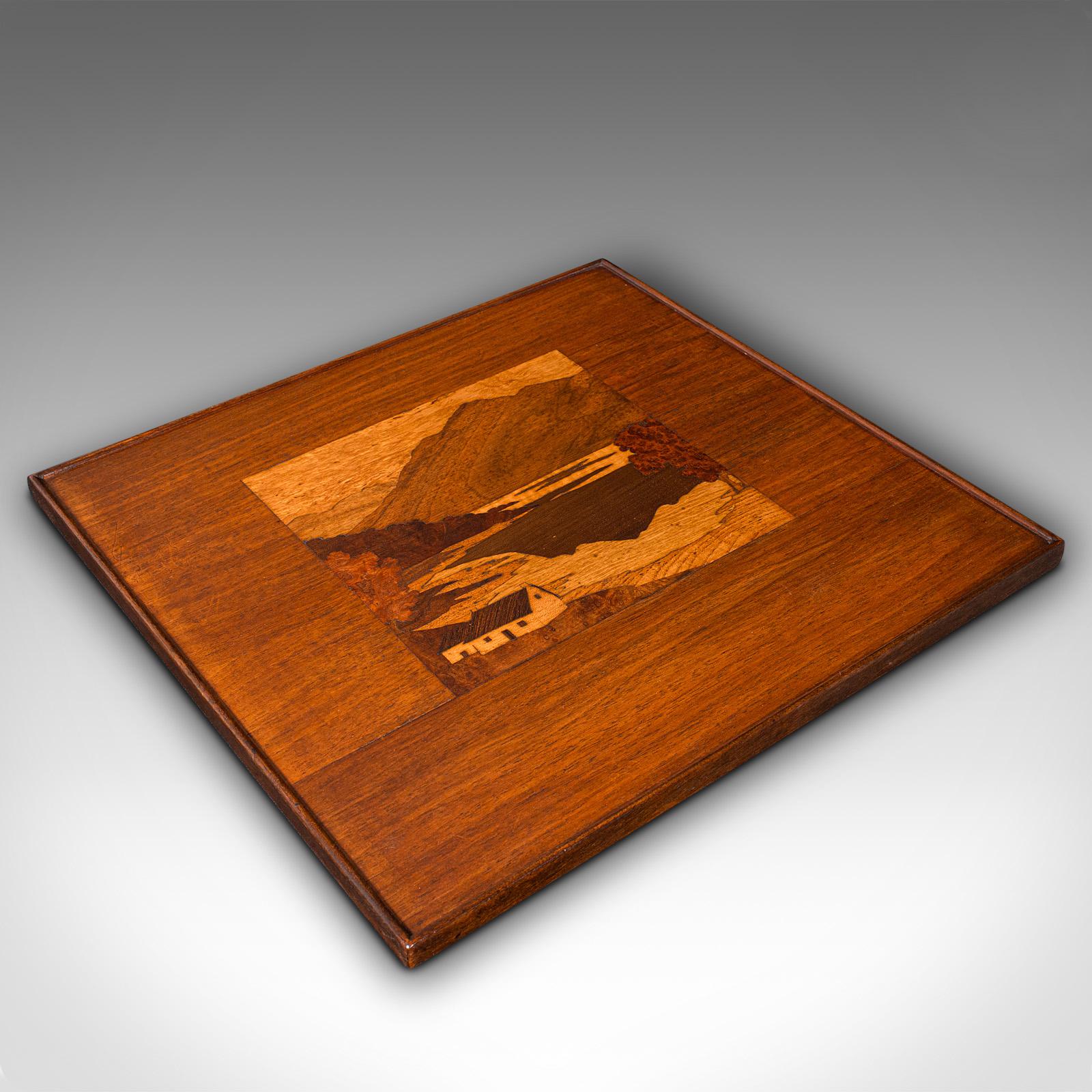 Early 20th Century Antique Marquetry Landscape Panel, English, Decorative, Ben Lomond, Edwardian For Sale