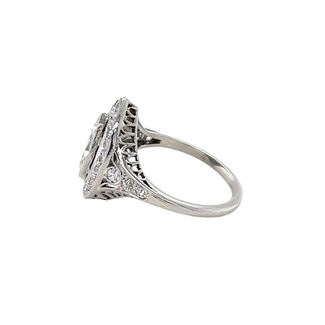 Women's Antique marquise halo diamond ring in platinum For Sale