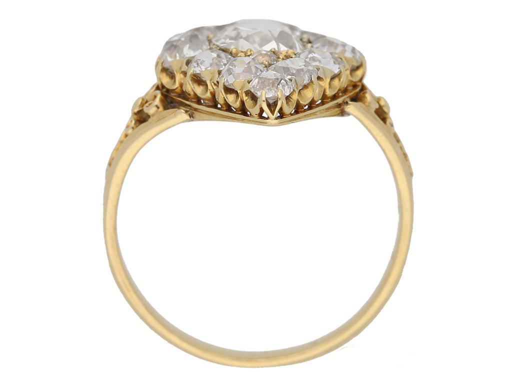 Marquise Cut Antique Marquise Shaped Diamond Gold Cluster Ring
